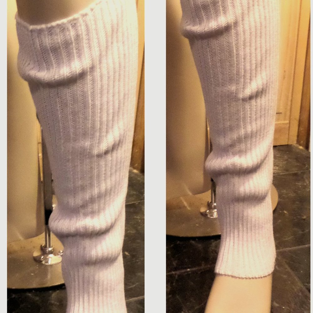 Leg warmers white cotton ribbed knit
